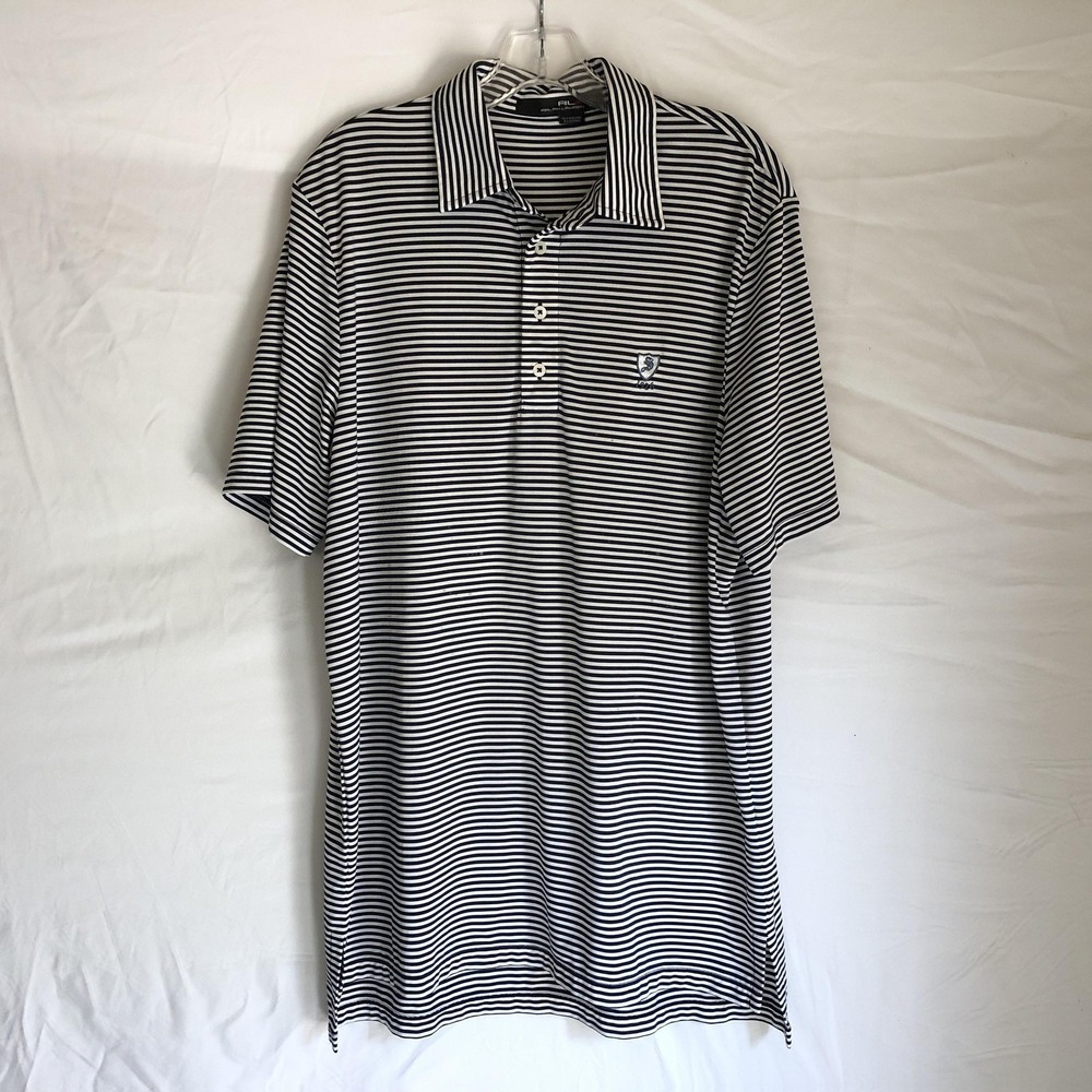 RLX Ralph Lauren Polo Shirt Mens XL Blue Stripe Wyndham Championship Golf